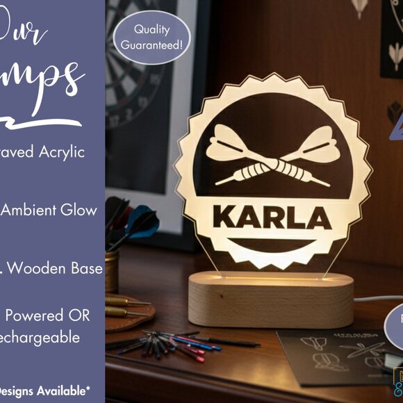 Custom Dart LED Lamp – Unique Dartboard Nightlight for Him - Picture 3 of 8